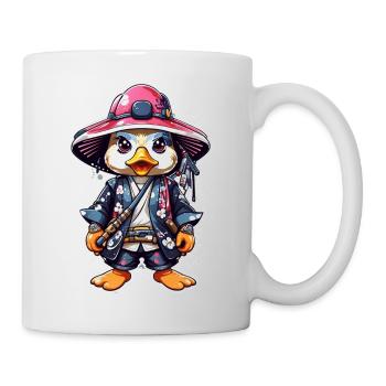 Quacksalber-tastische Samurai-Abenteuer: Niedliche Samurai-Ente - Tasse - Weiß - Rechts