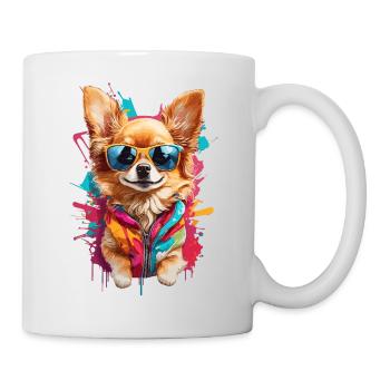 Chihuahua mignon : cool avec des lunettes de soleil - Mug blanc - blanc - Droite