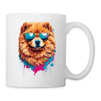 Süßer Chow Chow mit Sonnenbrille: Hundeliebe - Tasse - Weiß - Rechts