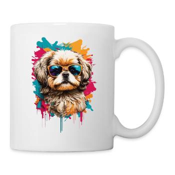 Shih Tzu cool avec des lunettes de soleil : animal mignon - Mug blanc - blanc - Droite