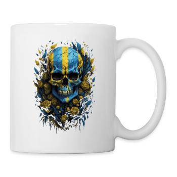 Ukrainian Patriot: Flag & Skull - Mug - white - Right