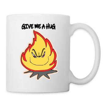 Funny Cartoon Fire Hug Me Illustration - Mug - white - Right