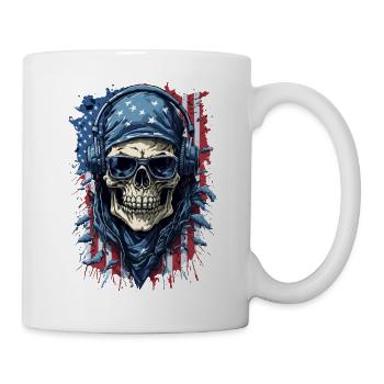 Vintage America Skull Flag Sunglasses Shirt - Mug - white - Right