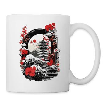 Japanisches Berg-Blumen-Dojo - Tasse - Weiß - Rechts