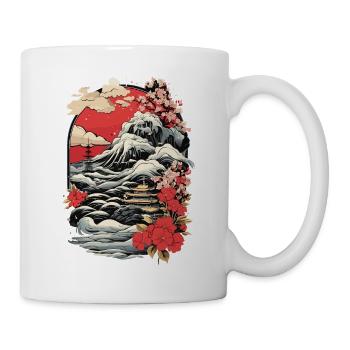 Japanische Vintage Landschaft Kunst - Tasse - Weiß - Rechts