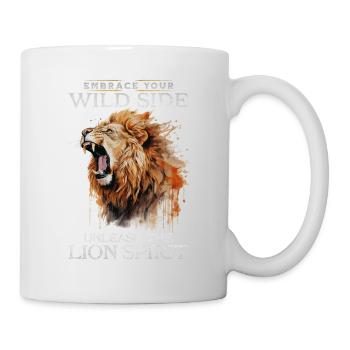 lion, lion head, strong, wild, pride, brave, royal, - Mug - white - Right
