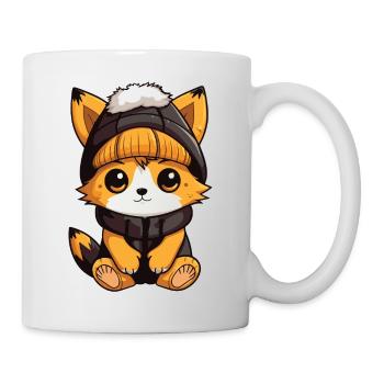 Fuchs Winter Comic Niedlich - Tasse - Weiß - Rechts