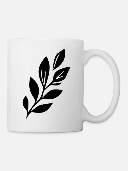 Blatt Dekor - Tasse - Weiß
