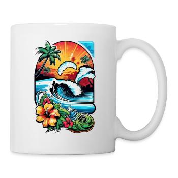 Surfing Beach Palm Tree Sunshine Holidays - Mug - white - Right