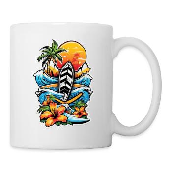 Surfing Beach Palm Tree Sunshine Holidays - Mug - white - Right