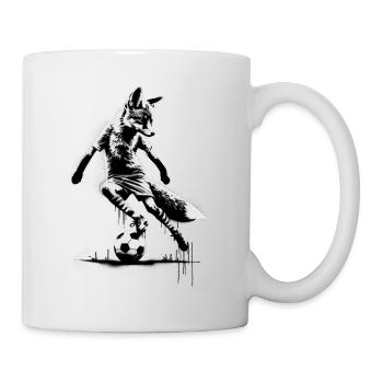 Renard jouant au football - Mug blanc - blanc - Droite