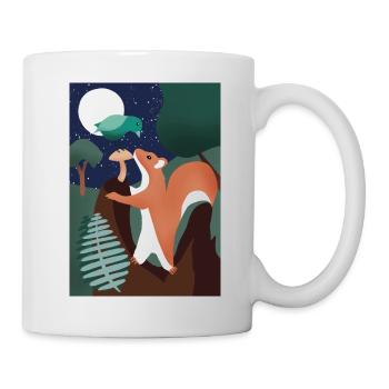 Squirrel and bird in the wild - Mug - white - Right