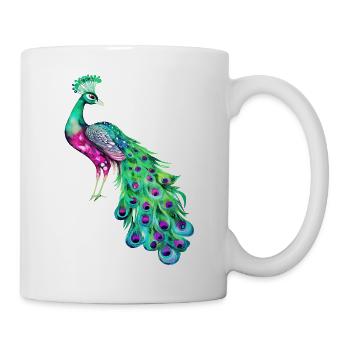 peacock bird colorful beautiful fantasy colorful - Mug - white - Right