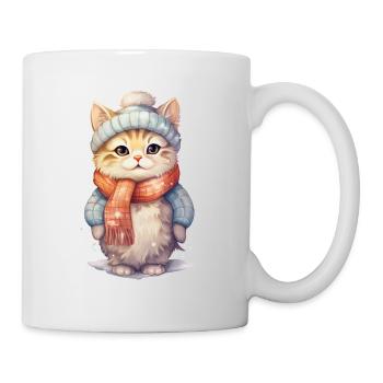 fröhliche Katze im Winter - Tasse - Weiß - Rechts