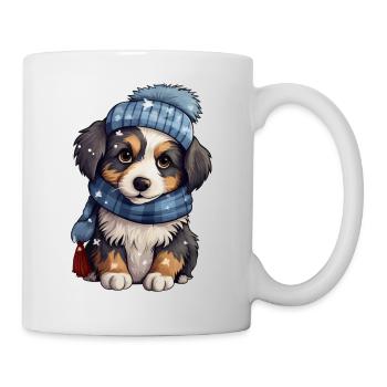 Cute puppy in winter - Mug - white - Right