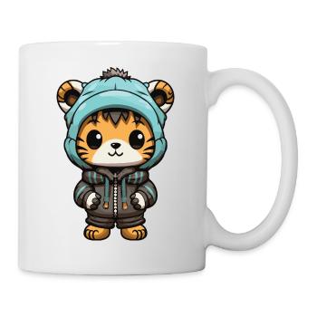 Tiger Winter Animal Cute Comic - Mug - white - Right