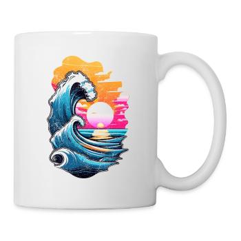 Welle - Sommer - Urlaub - Jahrgang - Tasse - Weiß - Rechts