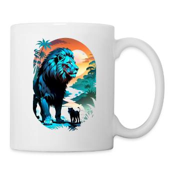 Lion, Lion Cub and Jungle - Mug - white - Right