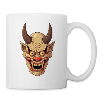 Japanische Kabuki Oni Maske - Anime Shirt - Tasse - Weiß - Rechts