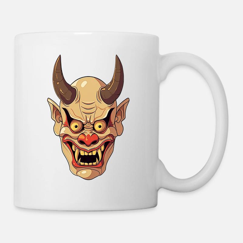 Masque japonais Kabuki Oni - Chemise Anime - Mug blanc - blanc