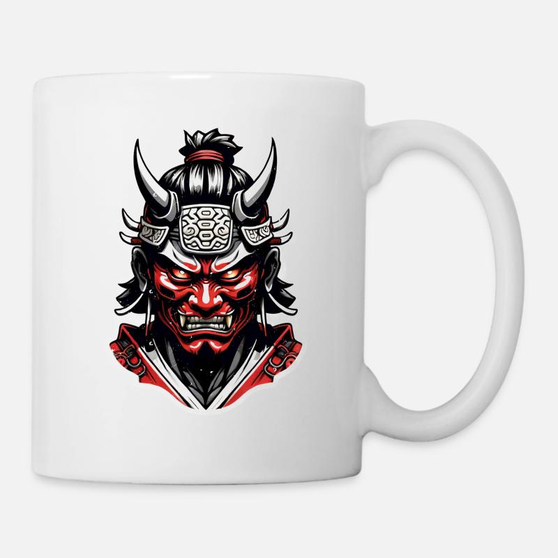 Samurai-Krieger - Japan - Dämon - Tasse - Weiß