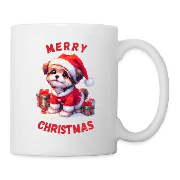 Cute Christmas dog with Christmas gifts - Mug - white - Right