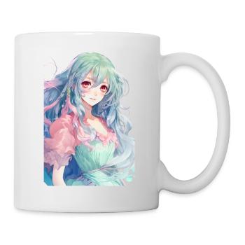 Fille d’anime aux cheveux bleus et verts - Mug blanc - blanc - Droite