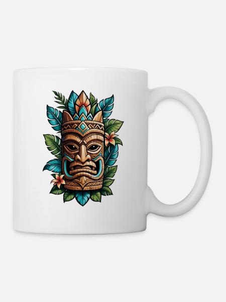 tiki beach - statue polynèsie - Mug blanc - blanc