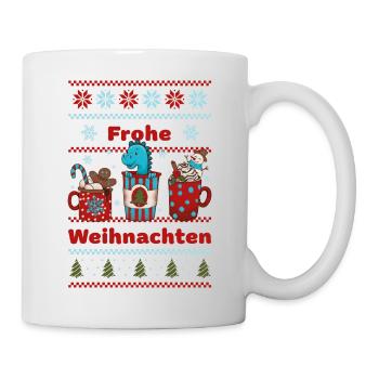 Dino Weihnachten Dinosaurier - Mode für Kinder - Tasse - Weiß - Rechts