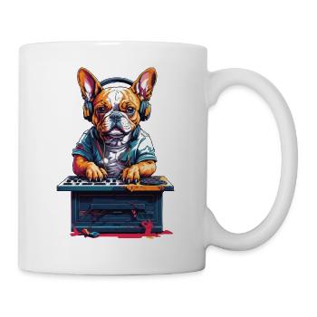 DJ Französische Bulldogge Musik Hund Party - Tasse - Weiß - Rechts
