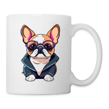 Französische Bulldogge Hund Illustration - Tasse - Weiß - Rechts