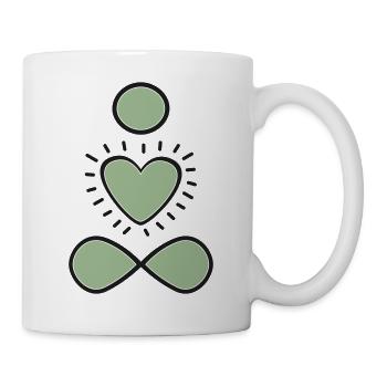 Kopf Herz Körper, Farbharmonie in salbei - Tasse - Weiß - Rechts