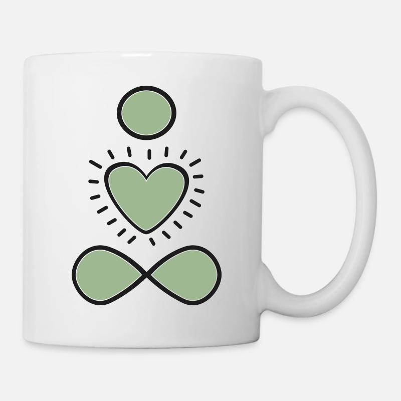Kopf Herz Körper, Farbharmonie in salbei - Tasse - Weiß