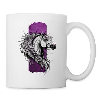 Skurrile Eleganz: Rosa gefiedertes Pferd - Tasse - Weiß - Rechts