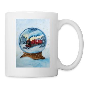 Locomotive conduisant à travers un paysage hivernal dans la magie - Mug blanc - blanc - Droite