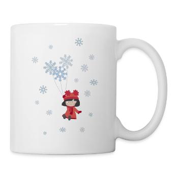 Cute little girl with snowflakes - Mug - white - Right