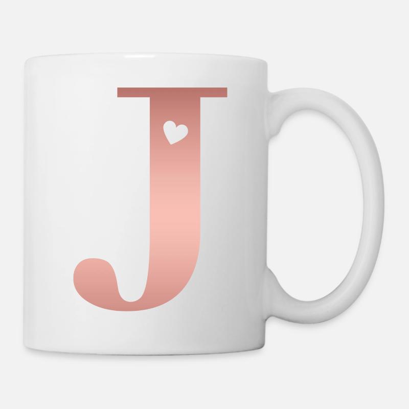 Buchstabe J Roségold - Tasse - Weiß