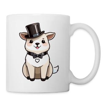Niedliches Alpaka mit Hut und Fliege - Tasse - Weiß - Rechts