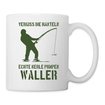 Vergiss die Hanteln echte Kerle pumpen Waller - Tasse - Weiß - Rechts