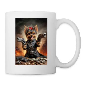 Yorkshire Terrier Dog - Bad Ass - Mug - white - Right