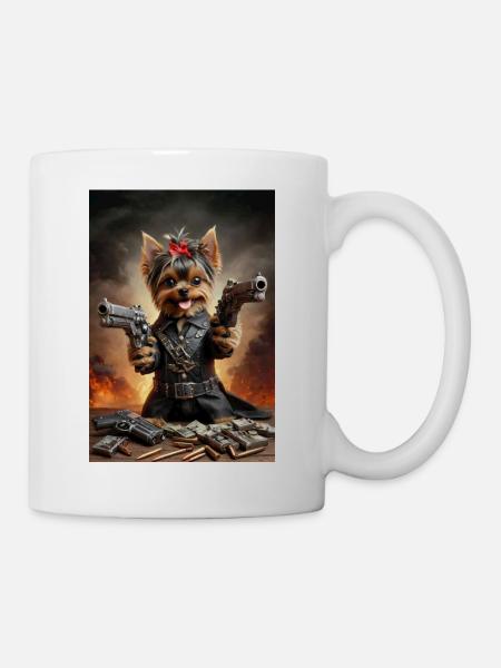 Yorkshire Terrier Dog - Bad Ass - Mug - white