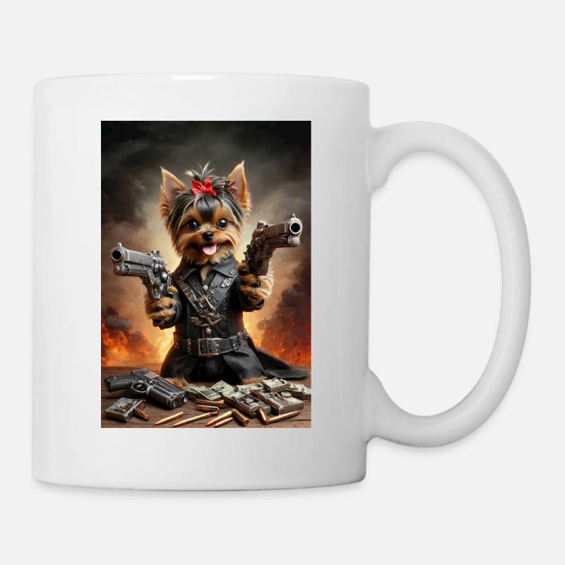 Yorkshire Terrier Hund - Bad Ass - Tasse - Weiß
