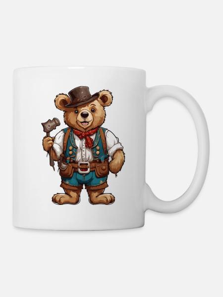 Lederhose / Tier / Tracht / Tradition / Bär - Tasse - Weiß