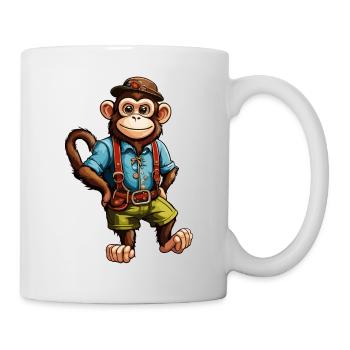 Lederhose / Tier / Tracht / Tradition / Affe - Tasse - Weiß - Rechts