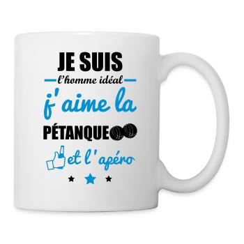 Homme idéal Pétanque, bouliste, humour - Mug blanc - blanc - Droite