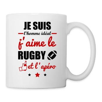 Homme idéal Rugby, rugbyman - Mug blanc - blanc - Droite