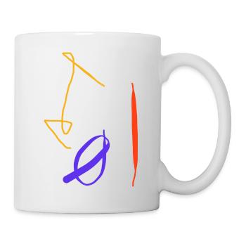Südanerikanische Abstraktheit in gelb rot blau - Tasse - Weiß - Rechts