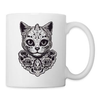 La Catrina / Tatouage / Mexique / Animal / Chat - Mug blanc - blanc - Droite
