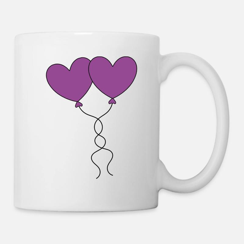 Herz violett Luftballon, Ballon, Valentinstag - Tasse - Weiß