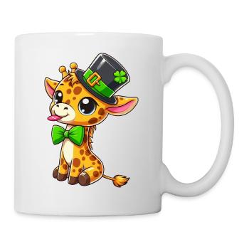 Girafe de la Saint-Patrick : Design Kawaii mignon - Mug blanc - blanc - Droite